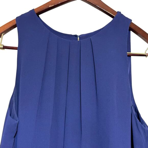 Loft Outlet Dress 16 Blue Floral Embroidered Multicolored Sleeveless Office Wear - Picture 3 of 7